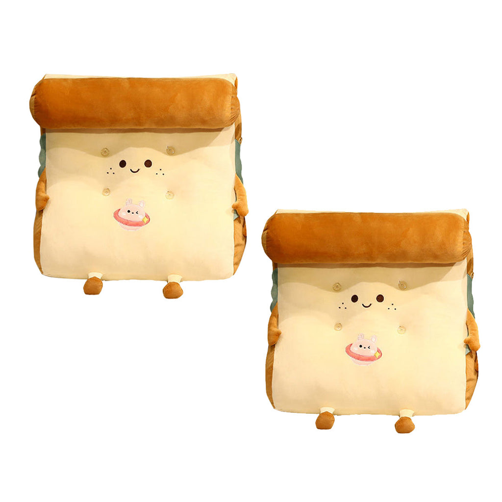 SOGA 2X Smiley Face Toast Bread Wedge Cushion Stuffed Plush Cartoon Back Support Pillow Home Decor $ 155.50
