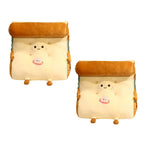 SOGA 2X Smiley Face Toast Bread Wedge Cushion Stuffed Plush Cartoon Back Support Pillow Home Decor $ 155.50