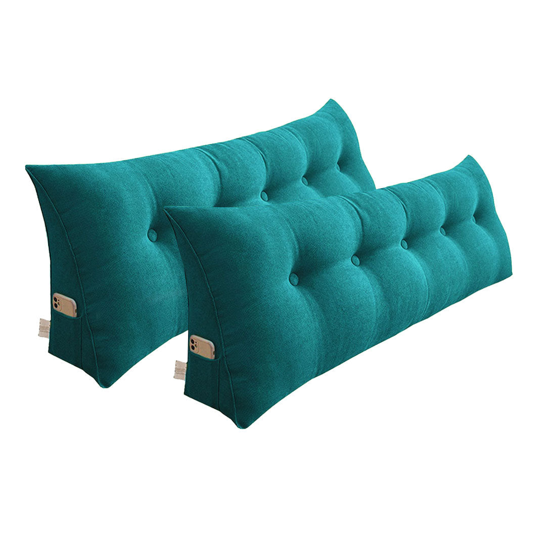 SOGA 2X 120cm Blue Green Triangular Wedge Bed Pillow Headboard Backrest Bedside Tatami Cushion Home Decor $ 226.90