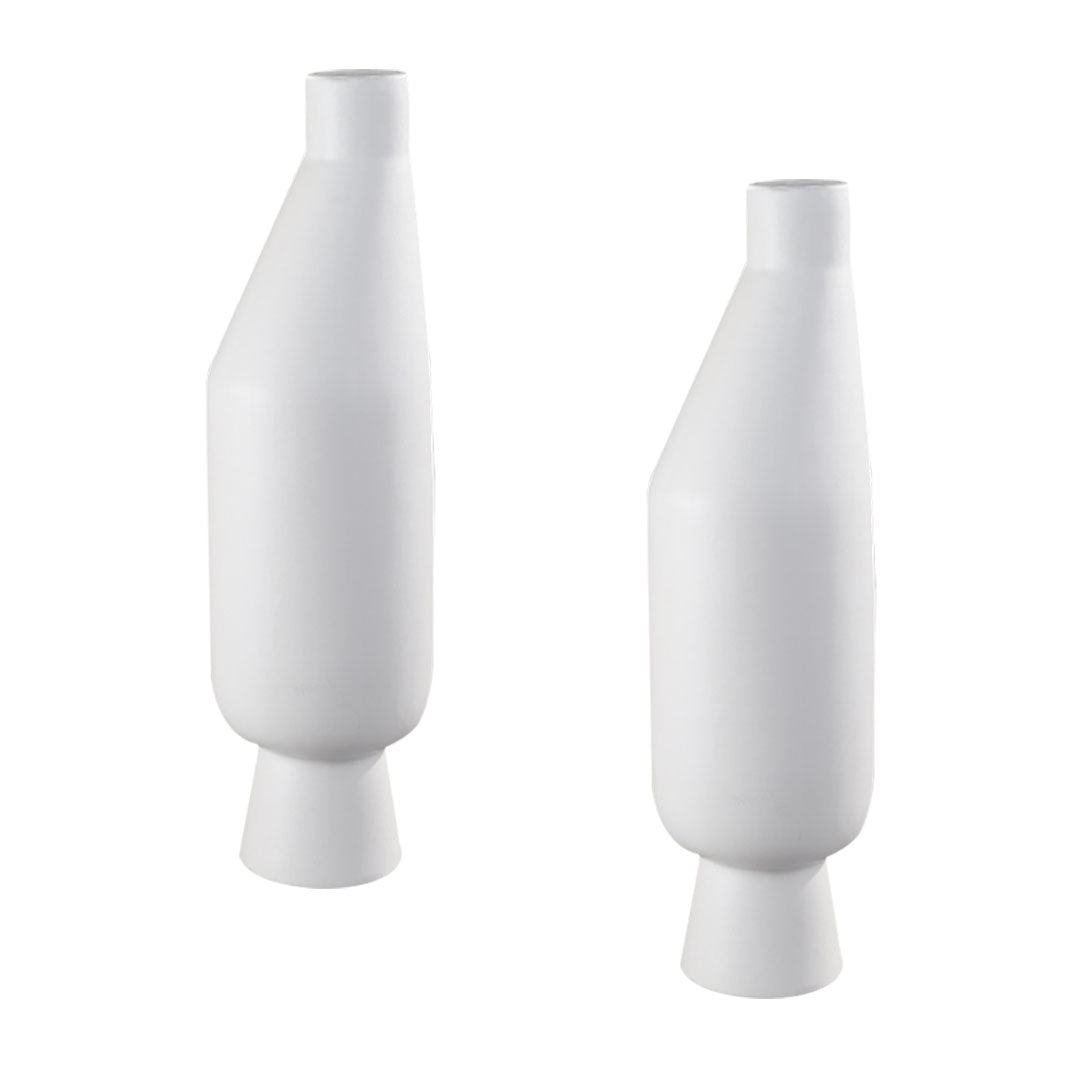 SOGA 2X 14x52cm Ornament White Minimalist Vases with Narrow Neck Rounded Body for Modern Home Decor $ 215.50