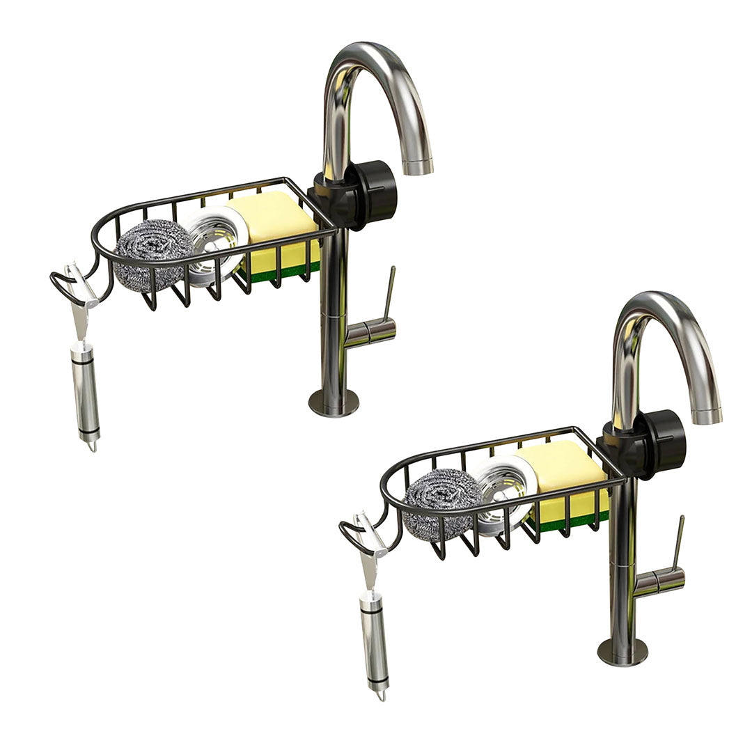 SOGA 2X Black Single Kitchen Sink Organiser Faucet Soap Sponge Caddy Rack Storage Drainer $ 56.50