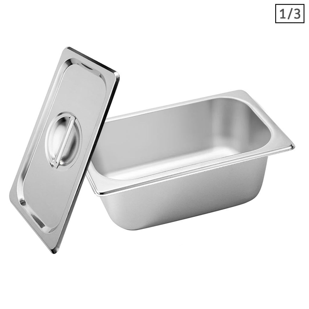 SOGA Gastronorm GN Pan Full Size 1/3 GN Pan 6.5 cm Deep Stainless Steel Tray with Lid $ 41.50