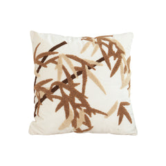 SOGA 45cm Cream Brown Bamboo Leaf Botanical Embroidered Throw Pillow $ 61.50