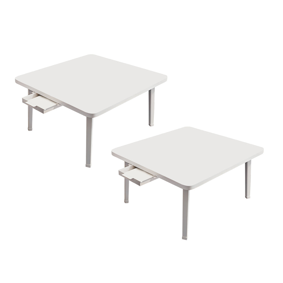 SOGA 2X White Portable Floor Table Small Square Space-Saving Mini Desk Home Decor $ 129.50