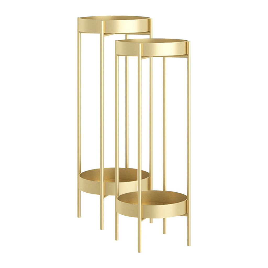 SOGA 2X 2 Layer 80cm Gold Metal Plant Stand Flower Pot Holder Corner Shelving Rack Indoor Display $ 151.50