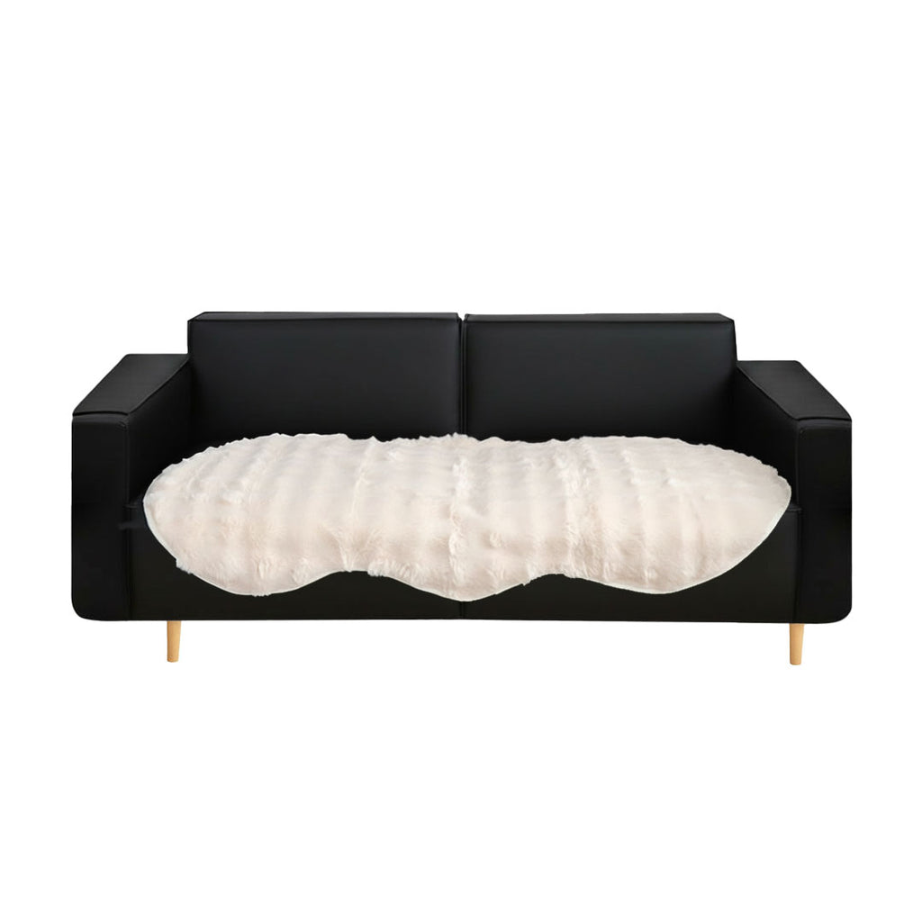 SOGA Four-seater Cream Faux Fur Throw Blanket 90x260cm Polyester $ 99.90