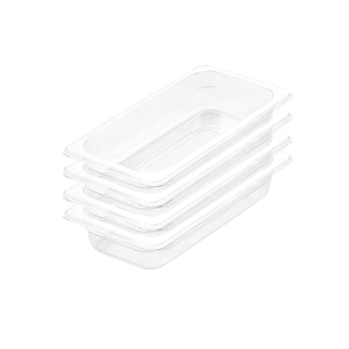 SOGA 65mm Clear Gastronorm GN Pan 1/3 Food Tray Storage Bundle of 4
