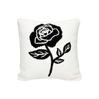 SOGA 45cm White Black Single Rose Embroidered Throw Pillow $ 66.90