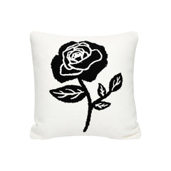 SOGA 45cm White Black Single Rose Embroidered Throw Pillow $ 66.90