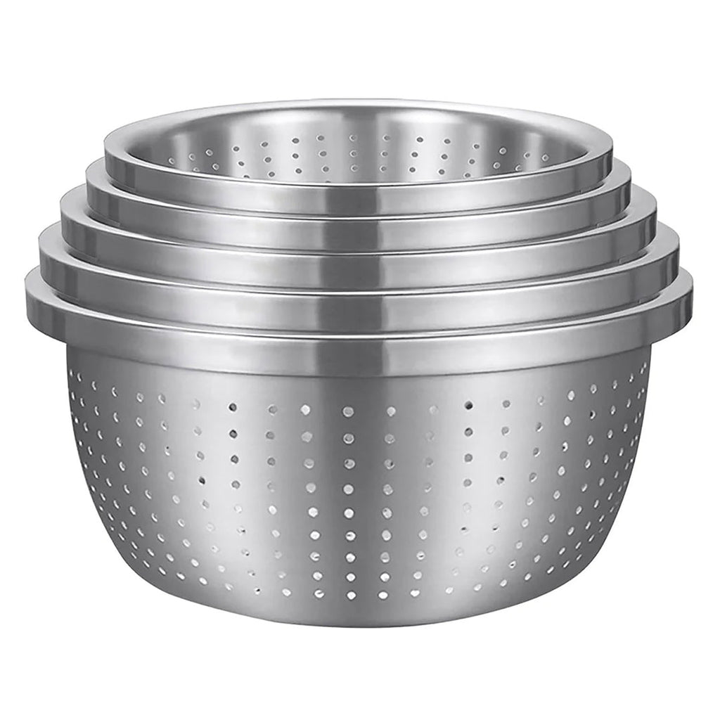 SOGA Stainless Steel Nesting Basin Colander Perforated Kitchen Sink Washing Bowl Metal Basket Strainer Set of 5 $ 133.50
