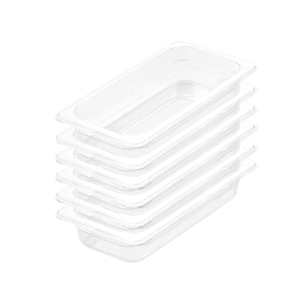 SOGA 65mm Clear Gastronorm GN Pan 1/3 Food Tray Storage Bundle of 6