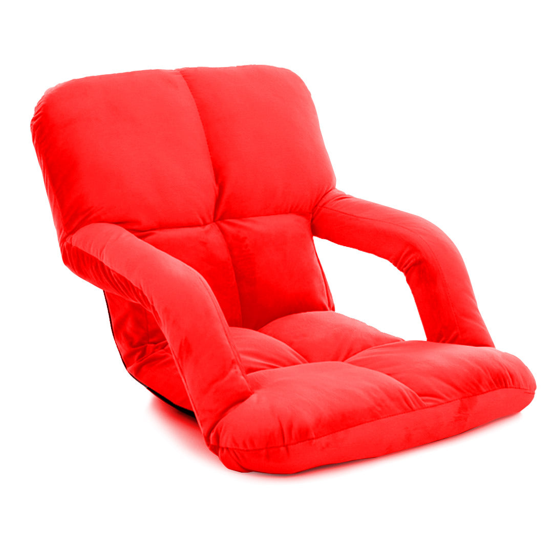 SOGA Foldable Lounge Cushion Adjustable Floor Lazy Recliner Chair with Armrest Red $ 90.90