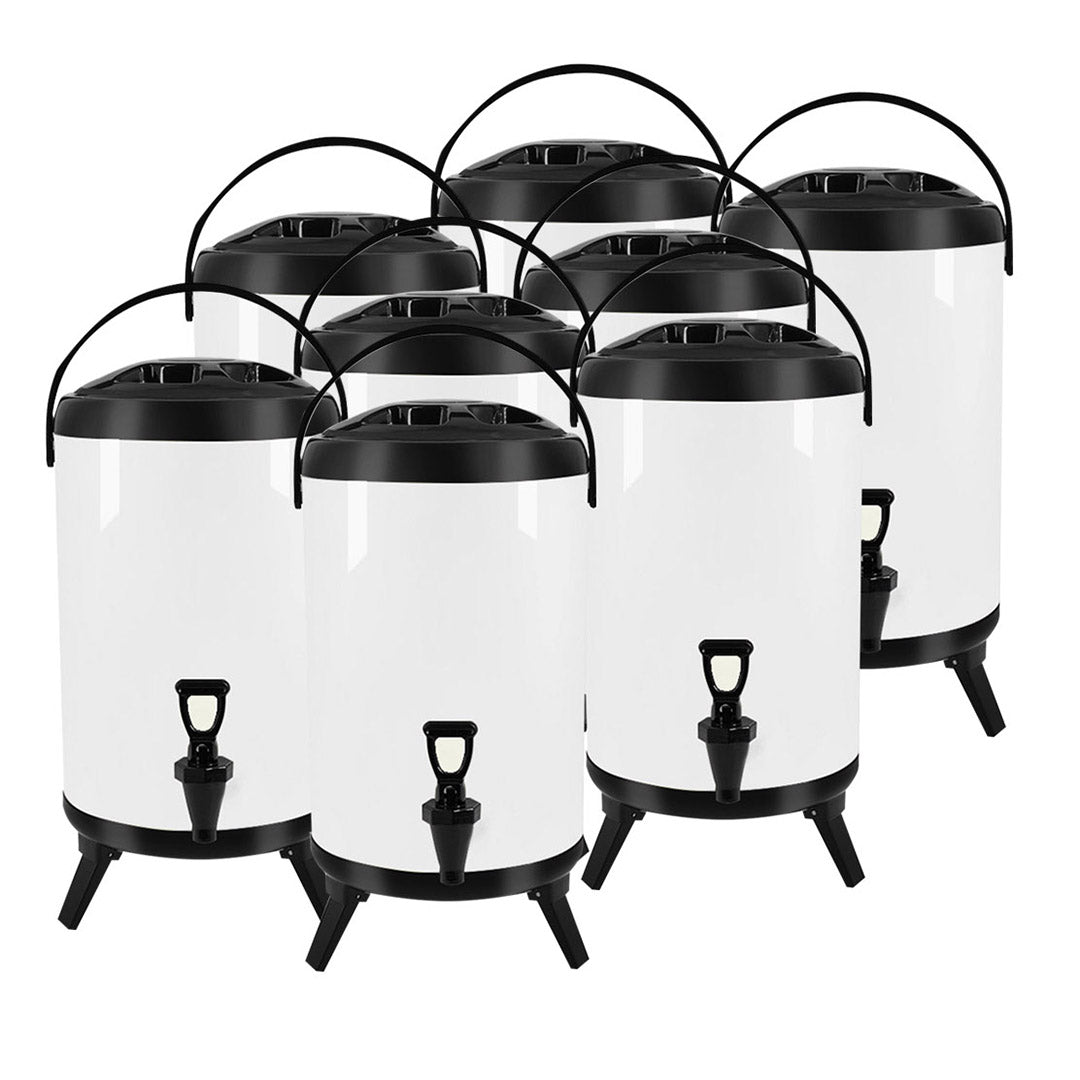 SOGA 8X 14L Stainless Steel Insulated Milk Tea Barrel Hot and Cold Beverage Dispenser Container with Faucet White $ 743.50