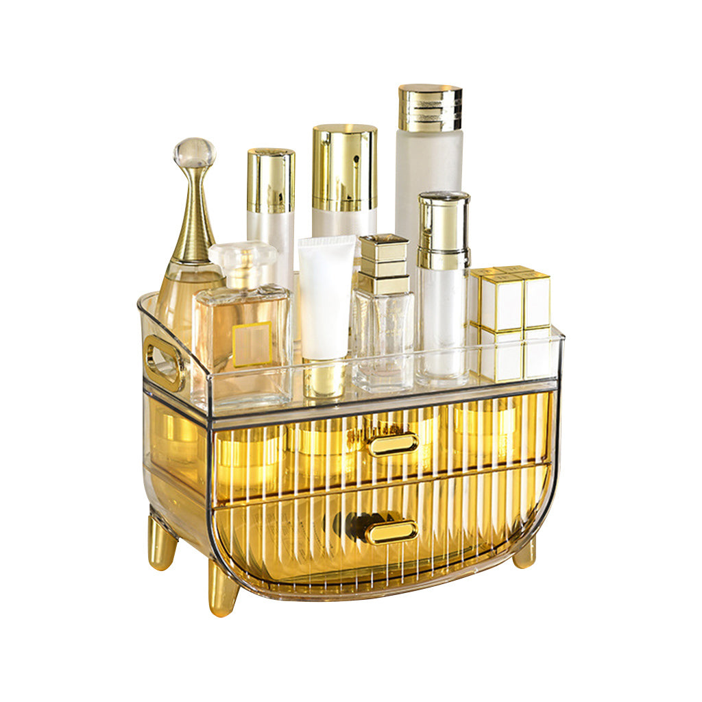 SOGA 3 Tier Golden Yellow Multifunctional Countertop Cosmetic Storage Makeup Skincare Holder Jewelry Cabinet Bathroom Desk Drawer Vanity Organiser $ 57.90