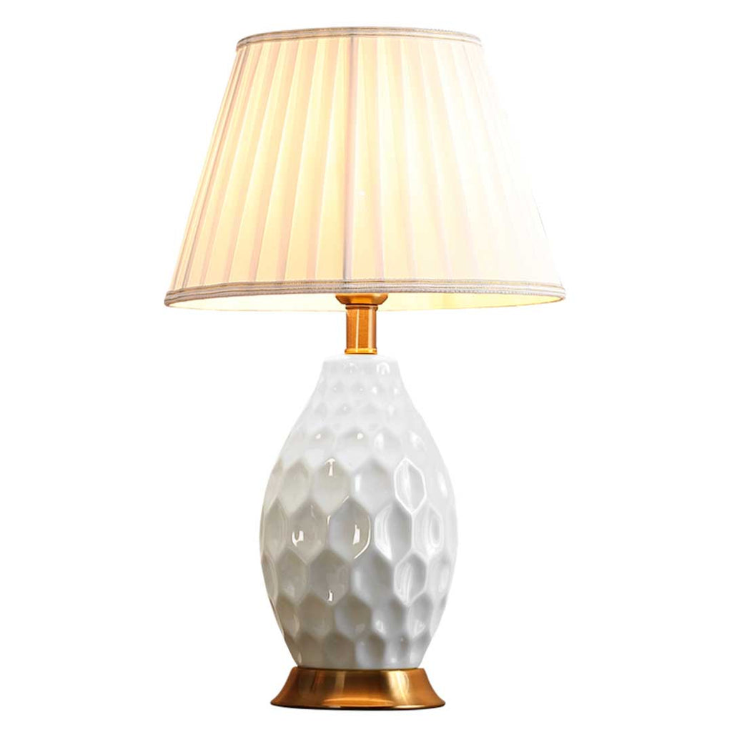 SOGA Textured Ceramic Oval Table Lamp with Gold Metal Base White $ 211.50