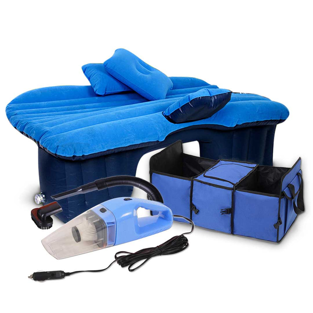 SOGA Portable Travel Camping Car Set Inflatable Air Bed Mattress Storage Organiser Handheld Vacuum Cleaner Blue $ 122.50