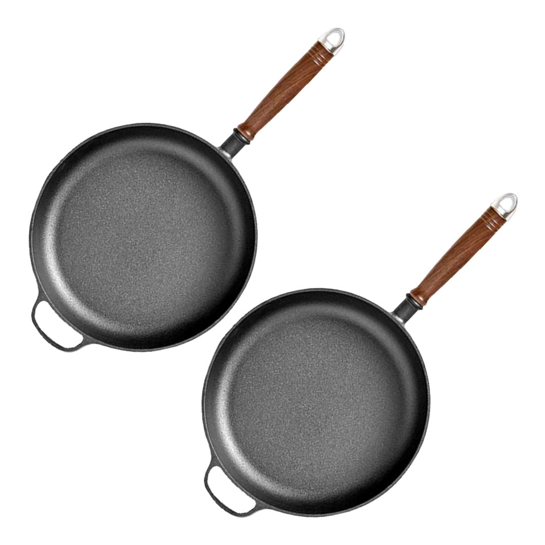 SOGA 2X 29cm Round Cast Iron Frying Pan Skillet Steak Sizzle Platter with Helper Handle $ 172.50