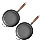 SOGA 2X 29cm Round Cast Iron Frying Pan Skillet Steak Sizzle Platter with Helper Handle $ 172.50