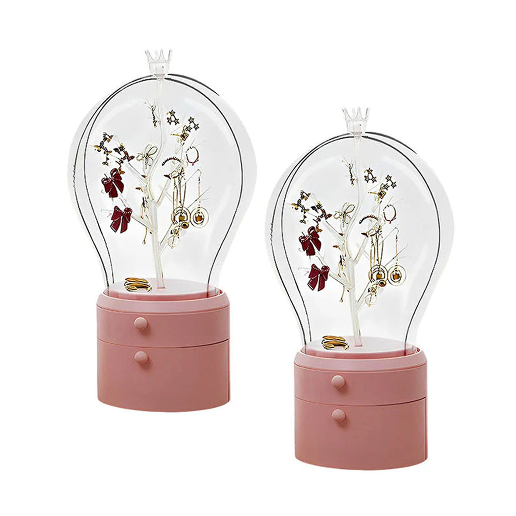 SOGA 2X Pink 360 Degree Rotating 2 Layered Jewelry Storage Box Waterproof Dustproof Accessories Organiser