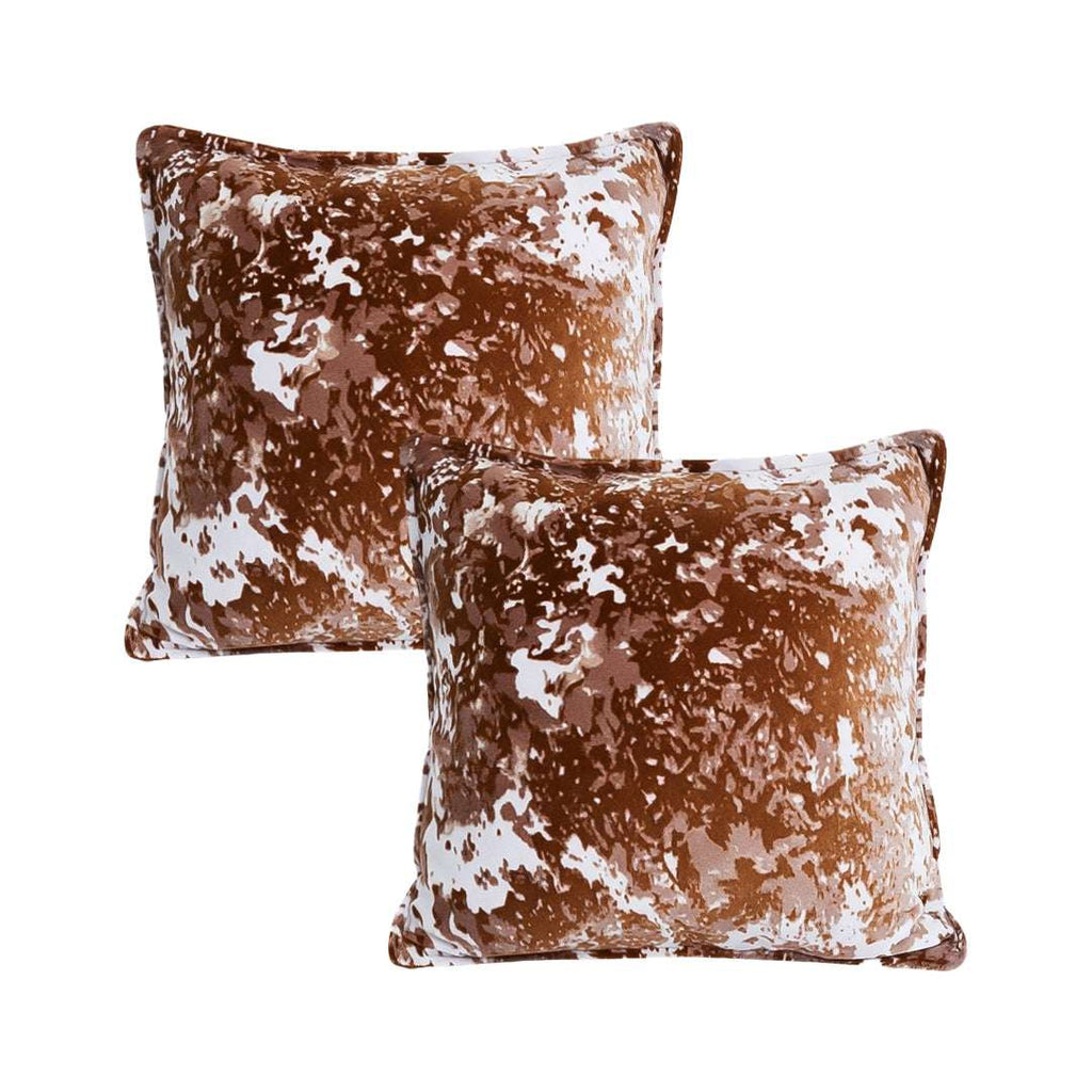 SOGA 2X 50cm Brown White Crushed Velvet Decorative Throw Pillow $ 129
