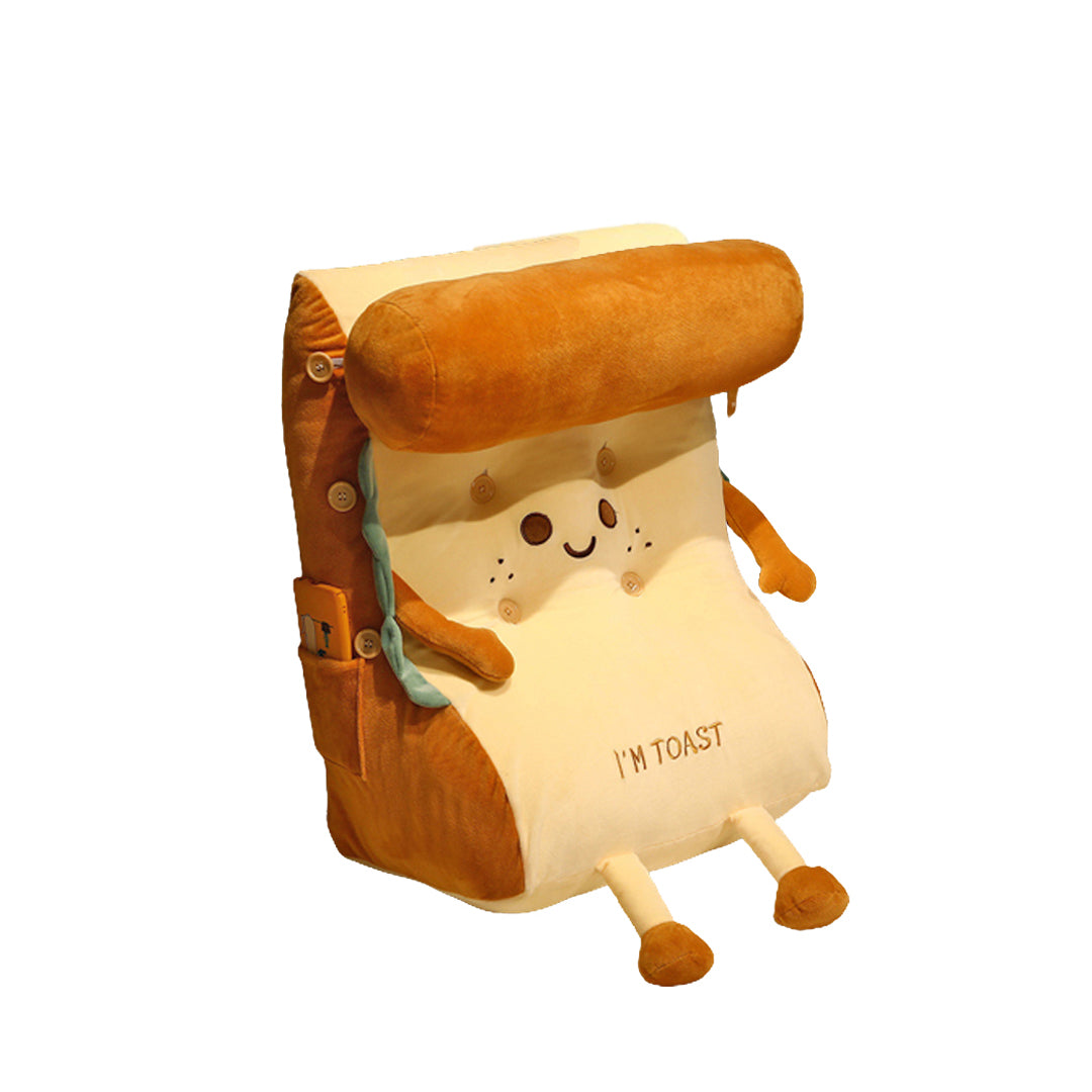 SOGA Smiley Face Toast Bread Wedge Cushion Stuffed Plush Cartoon Back Support Pillow Home Decor $ 61.50