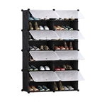 SOGA 8 Tier 2 Column Shoe Rack Organizer Sneaker Footwear Storage Stackable Stand Cabinet Portable Wardrobe with Cover $ 105.50