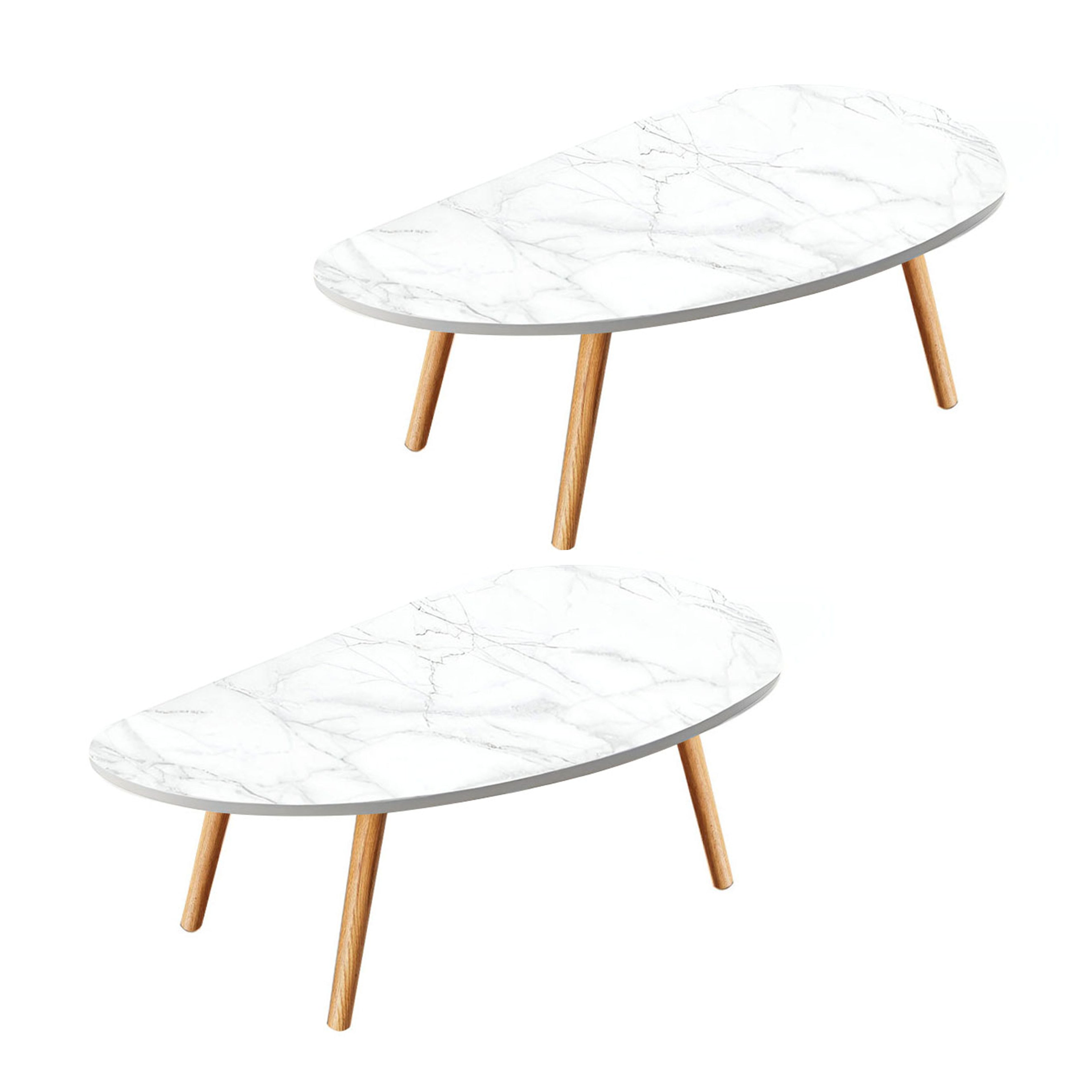 SOGA 2X 80x40cm White Stone Pattern Living Room Nordic Coffee Table Modern Style $ 122.90