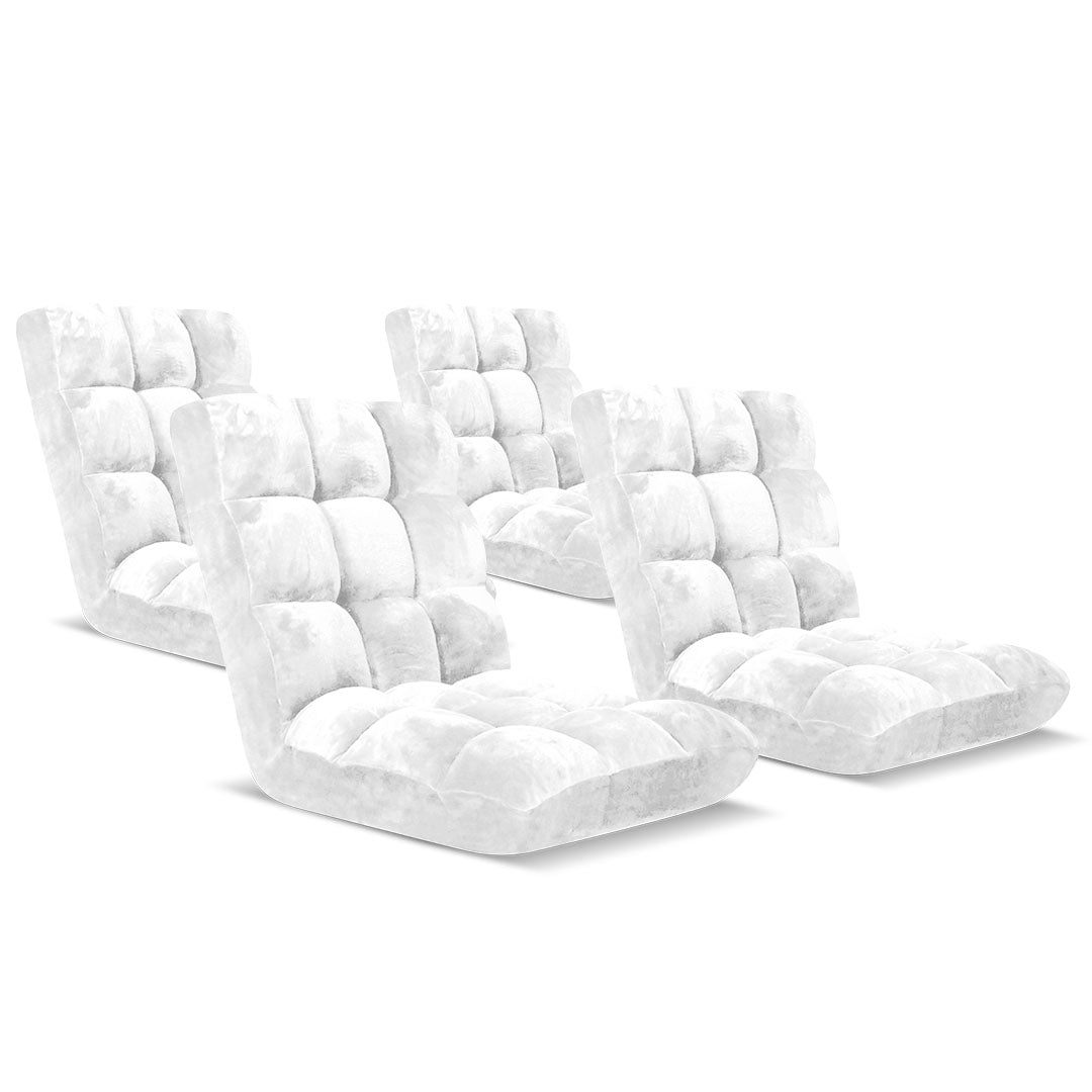 SOGA Floor Recliner Folding Lounge Sofa Futon Couch Folding Chair Cushion White x4
