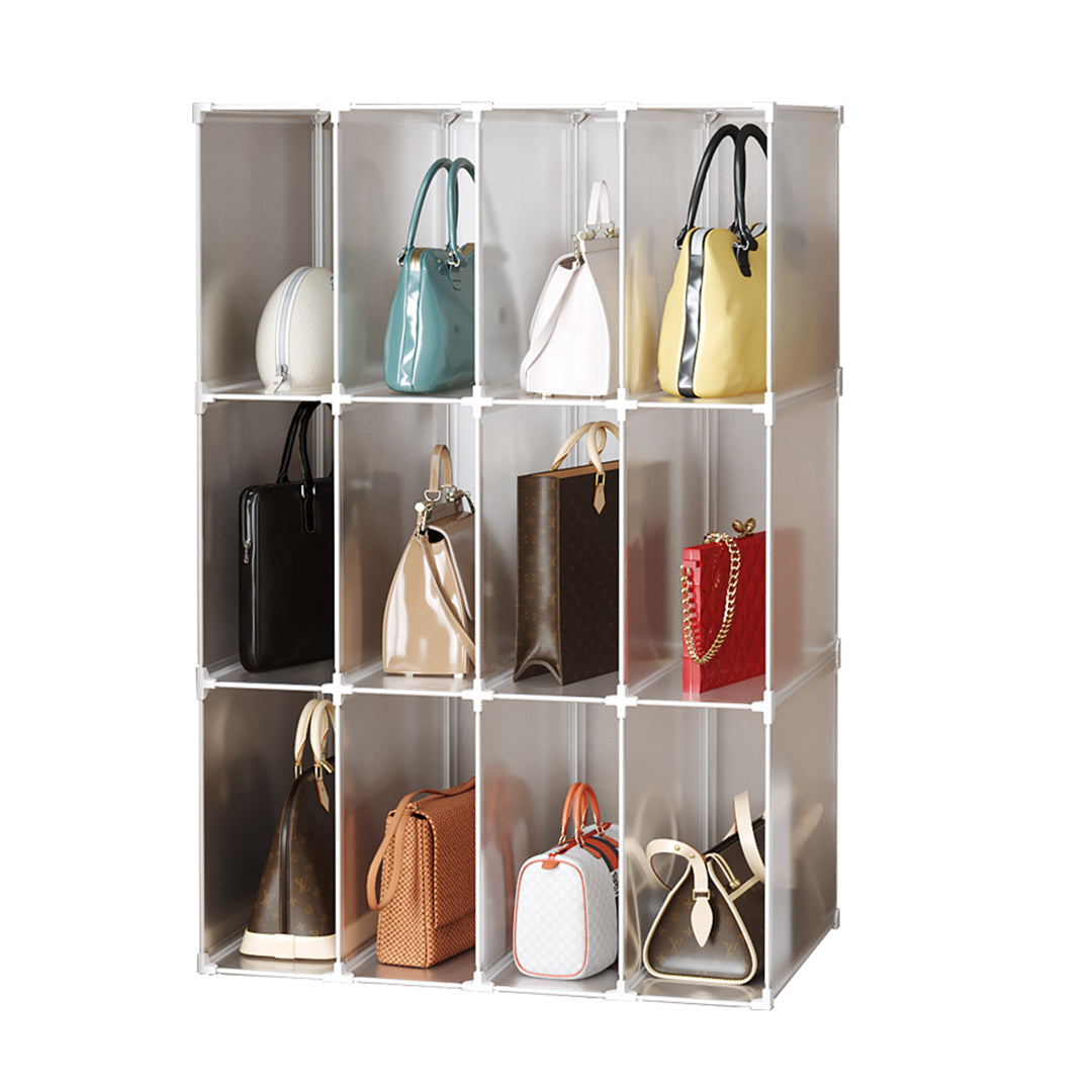 SOGA 3 Tier Multifunctional PP Plastic Bag Box Portable Cubby DIY Storage Shelves Stackable Handbag Purse Organiser $ 99.90