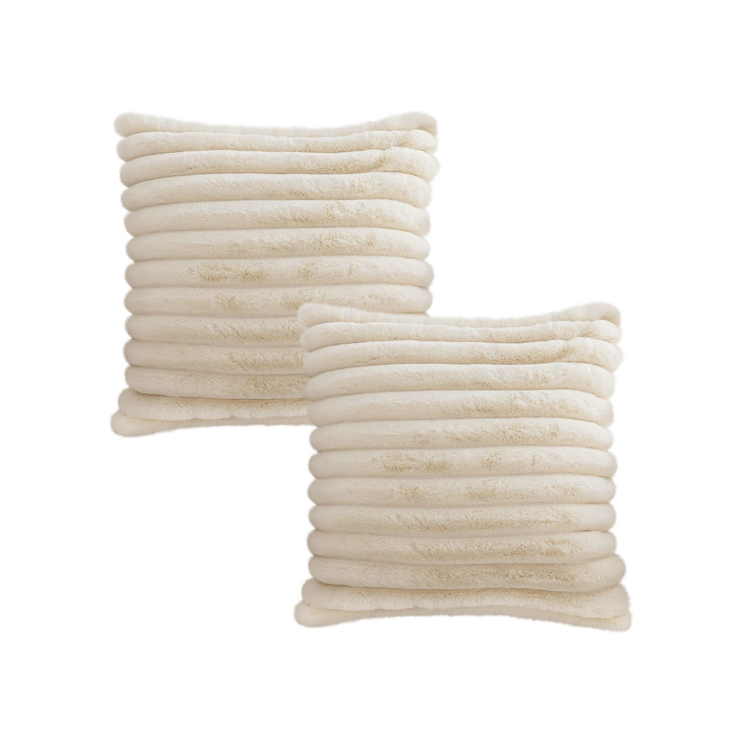 SOGA 2X 45cm Fur Faux Rabbit Soft Decorative Covers Pack Cover Plush Off White Throw Pillow $ 90.90