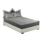 SOGA Home & Living Bundle – Grey Crown Tufted Pillow & Quilted Mattress Cover Set