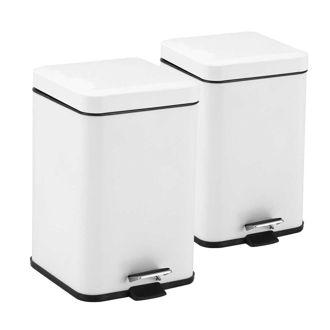 SOGA 2X Foot Pedal Stainless Steel Rubbish Recycling Garbage Waste Trash Bin Square 12L White $ 161.90