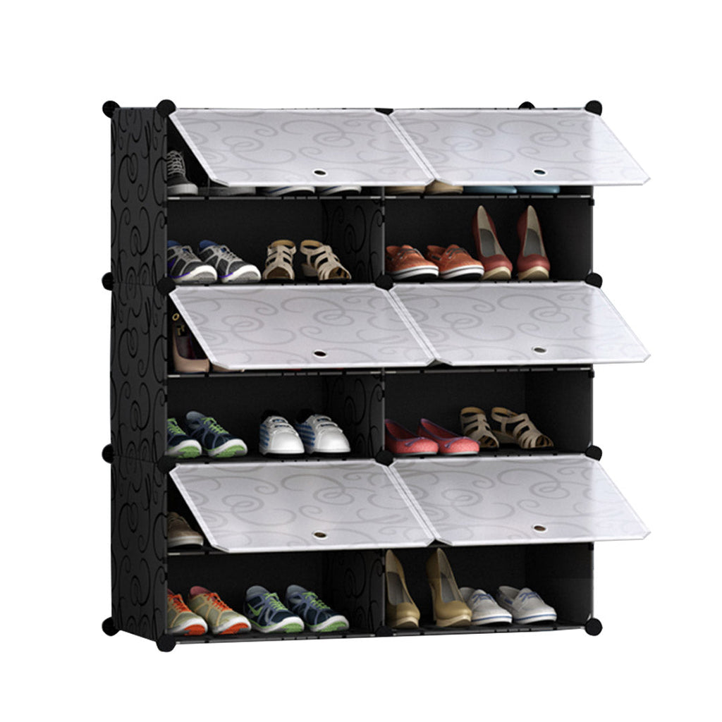 SOGA 6 Tier 2 Column Shoe Rack Organizer Sneaker Footwear Storage Stackable Stand Cabinet Portable Wardrobe with Cover $ 88.90