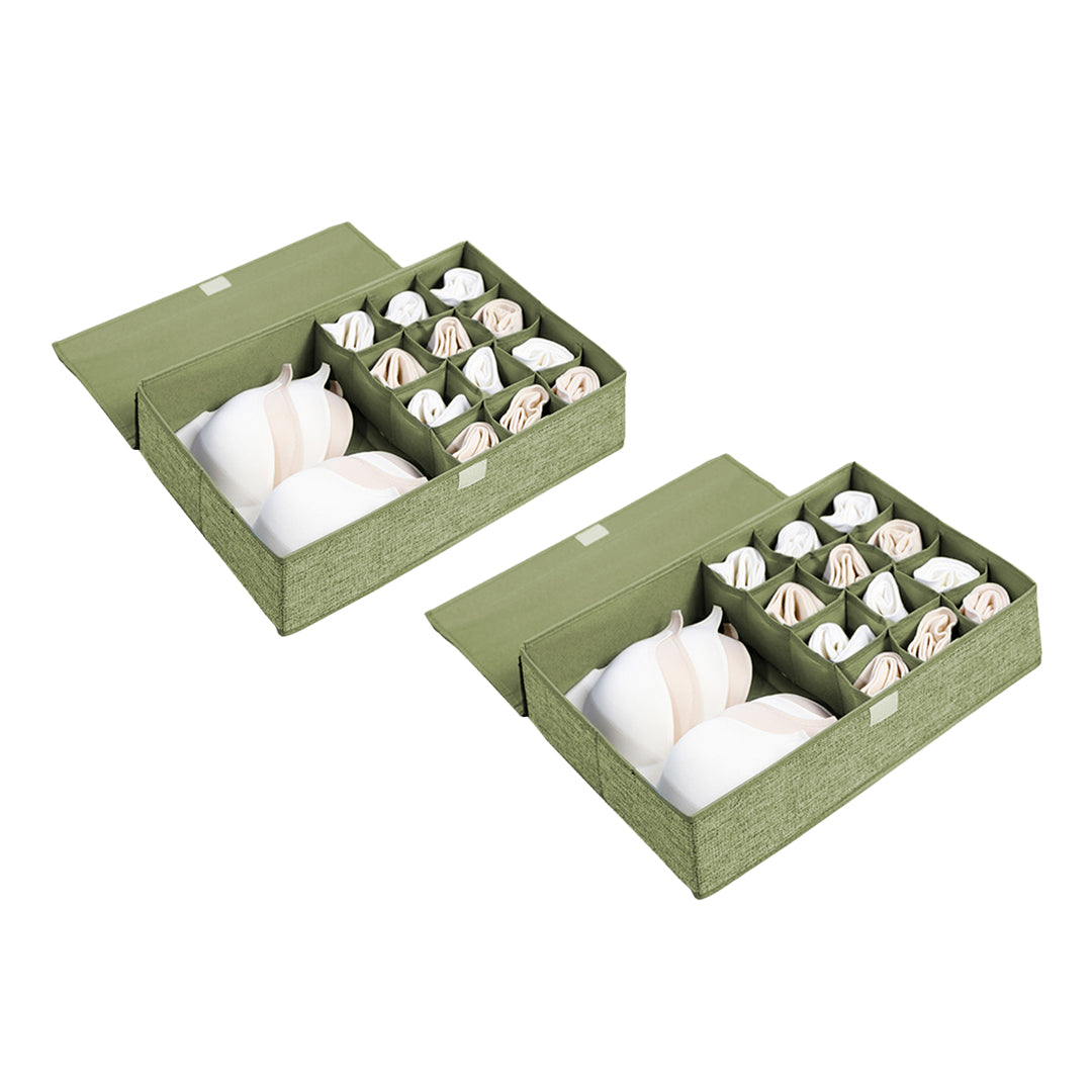 SOGA 2X Green Flip Top Underwear Storage Box Foldable Wardrobe Partition Drawer Home Organiser $ 60.90