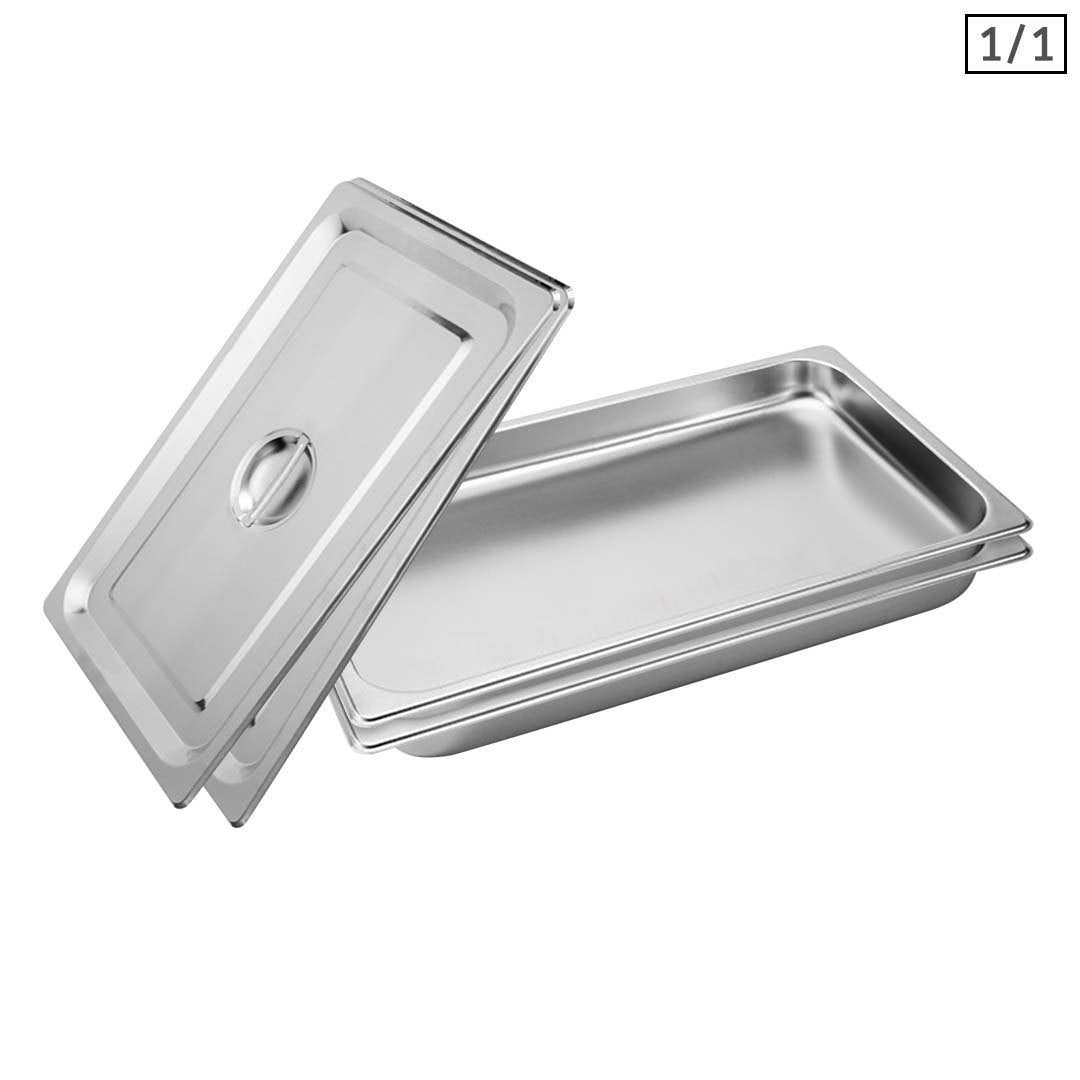 SOGA 2X Gastronorm GN Pan Full Size 1/1 GN Pan 4cm Deep Stainless Steel Tray with Lid $ 83.50