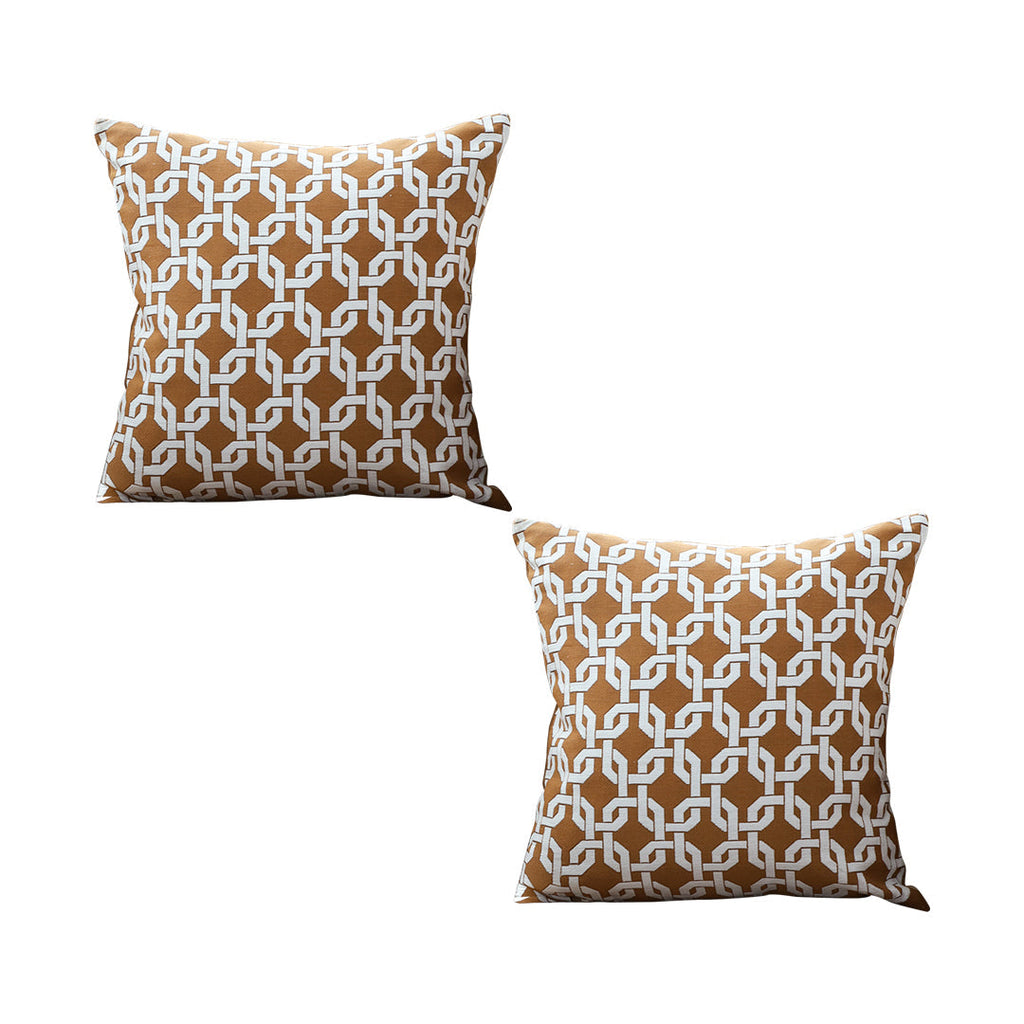SOGA 2X 45cm Brown Checkered Chain Jacquard Square Pillow Decorative Cushion for Living Room $ 107.90
