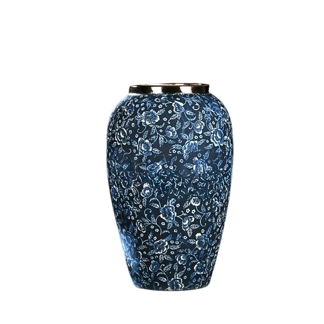 SOGA 30x19cm Blue with White Mini Floral Medium Ceramic Flower Vase Elegant Living Room Home Decor $ 88.90