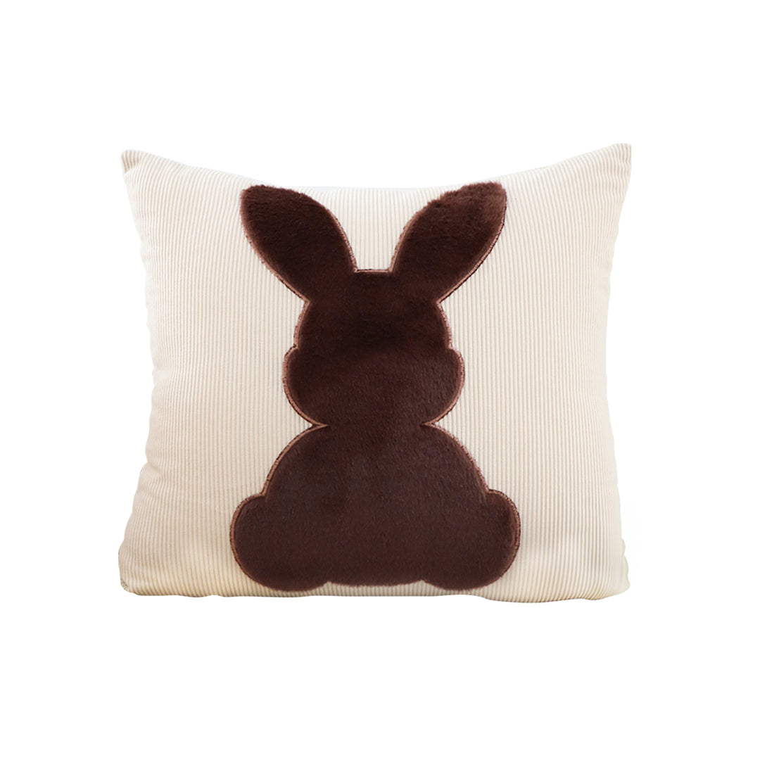 SOGA 45cm Throw Pillow Light Tan Square Cushion with Soft Coffee Bunny Design Decorative Home Decor $ 46.90