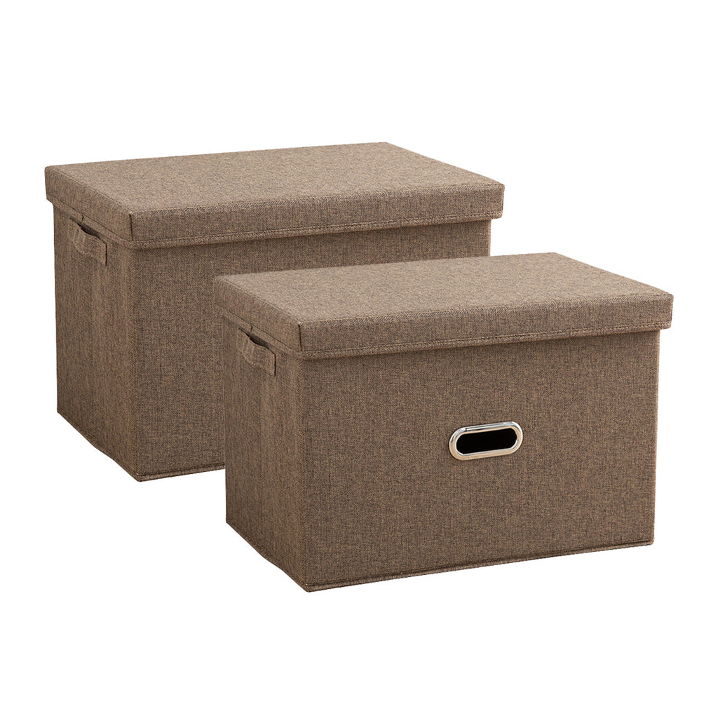 SOGA 2X Coffee Small Foldable Canvas Storage Box Cube Clothes Basket Organiser Home Decorative Box $ 60.90