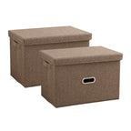 SOGA 2X Coffee Small Foldable Canvas Storage Box Cube Clothes Basket Organiser Home Decorative Box $ 60.90