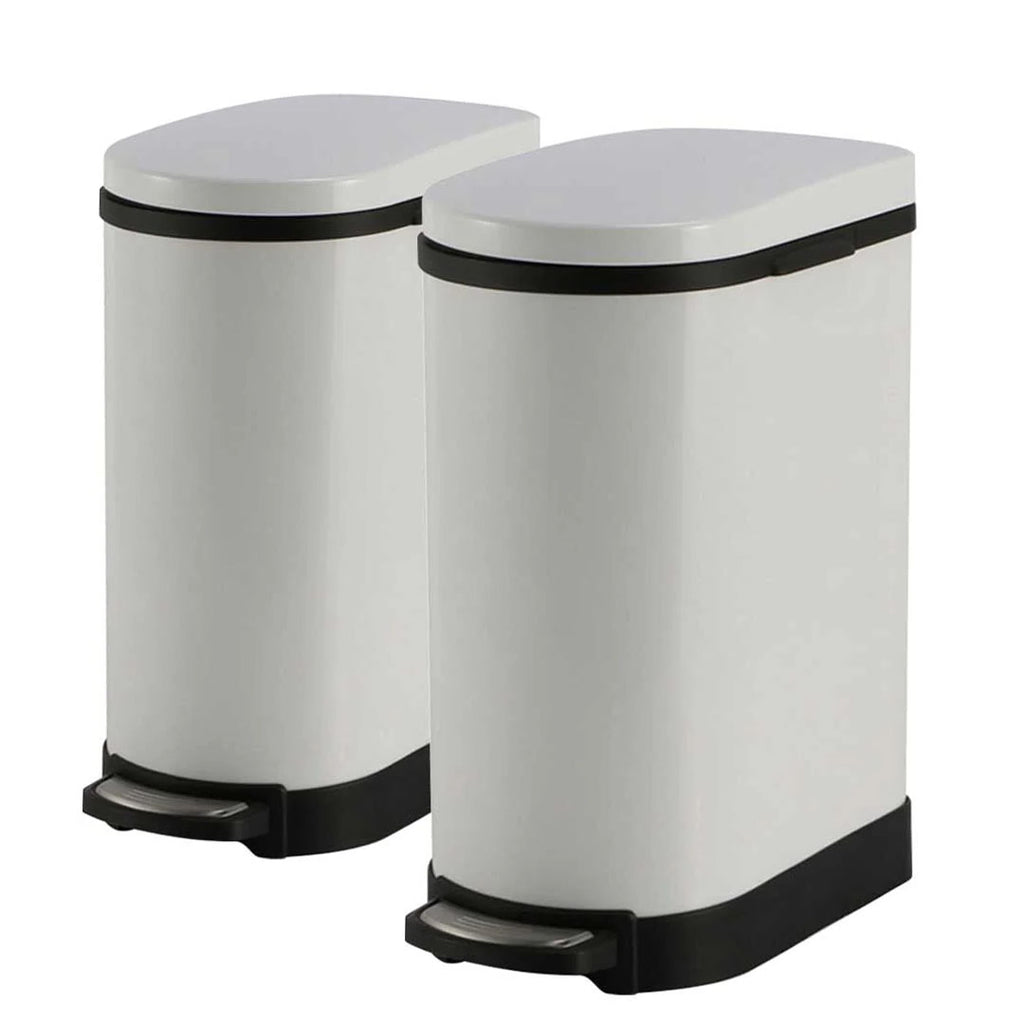 SOGA 2X Foot Pedal Stainless Steel Rubbish Recycling Garbage Waste Trash Bin U White 10L