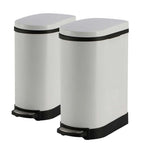SOGA 2X Foot Pedal Stainless Steel Rubbish Recycling Garbage Waste Trash Bin U White 10L