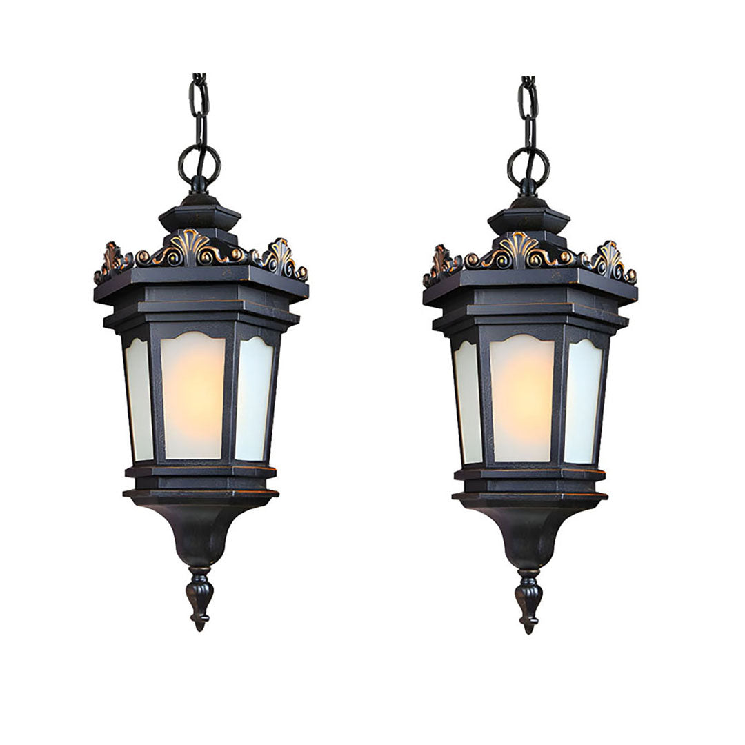 Vintage Lamp 2X 54.5cm Elegant Aluminum & Glass Lantern Chandelier Classic Hanging Light Fixture Antique Style