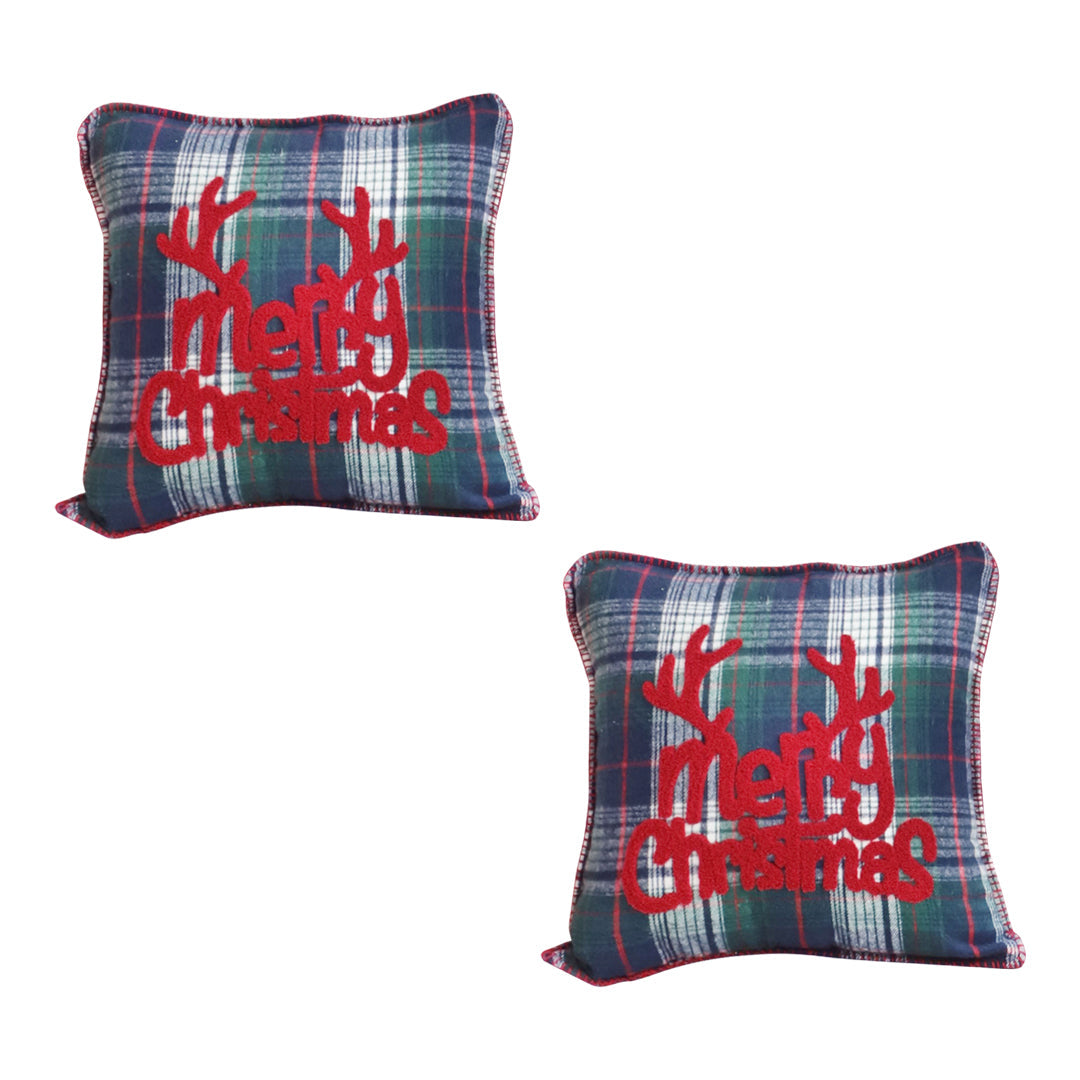 SOGA 2X 45cm Throw Pillow Multicolor Christmas Plaid with Antler Design for Festive Holiday Square Cushion Home Decor $ 101.50