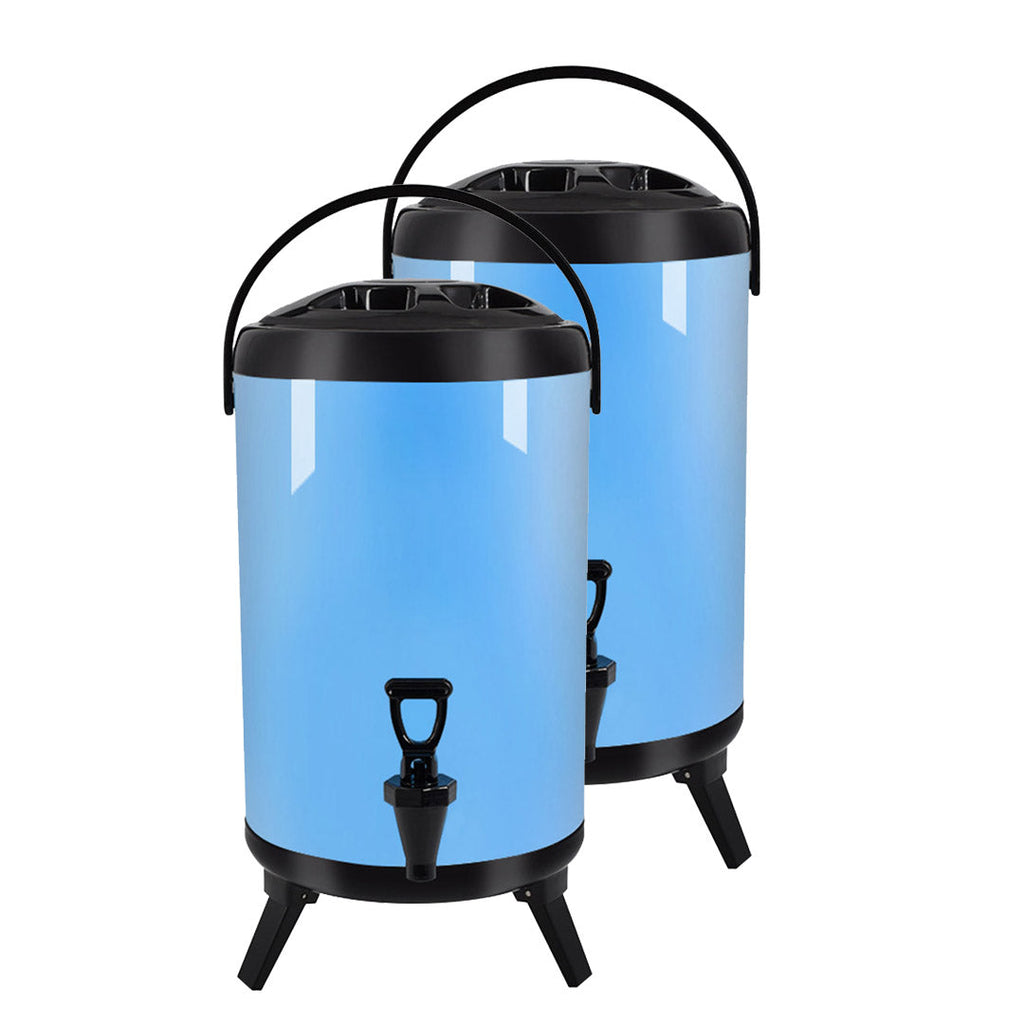SOGA 2X 8L Stainless Steel Insulated Milk Tea Barrel Hot and Cold Beverage Dispenser Container with Faucet Blue $ 151.50