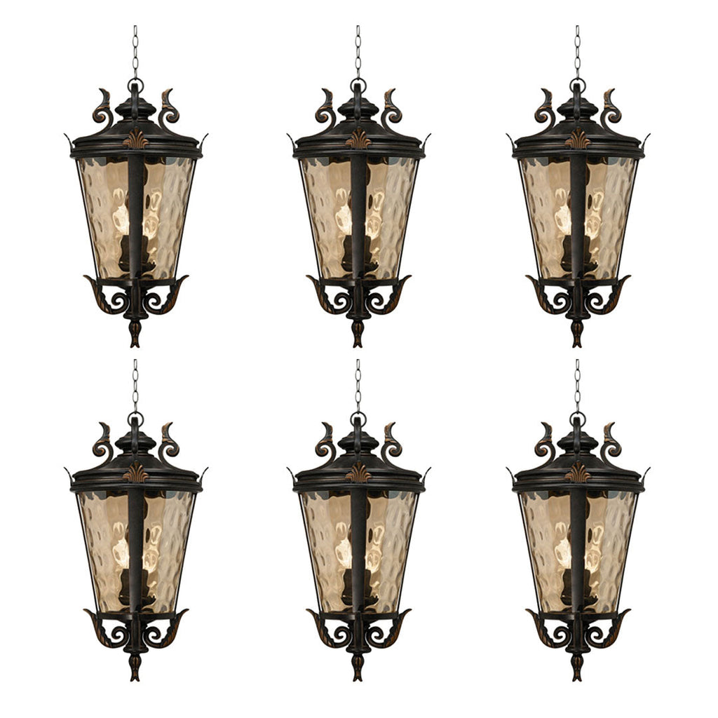 Vintage Lamp 6X 60.3cm Aluminum & Glass Lantern Elegant Chandelier Style Classic Hanging Light Antique-Inspired Design $ 3161.90