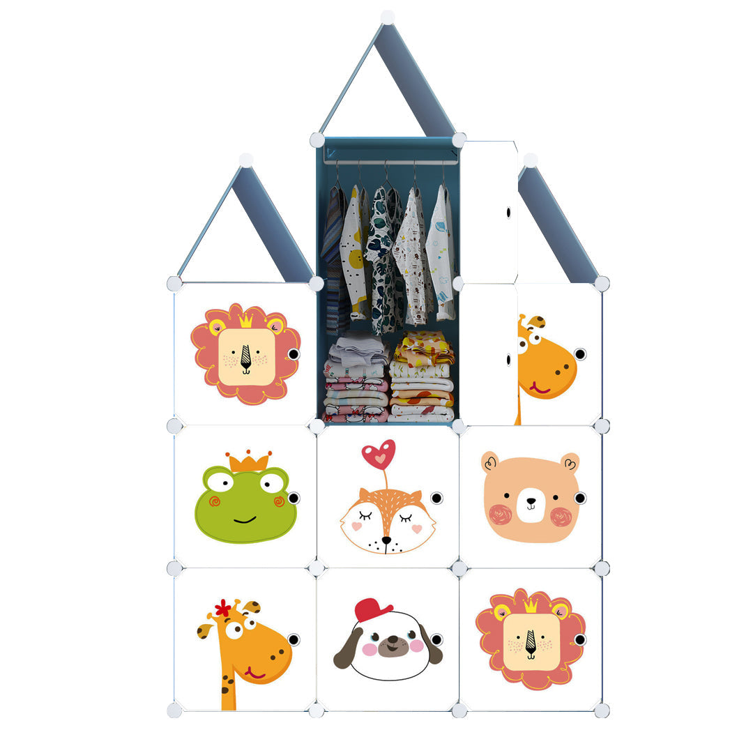 SOGA 10 Cubes DIY Animal Design Portable Wardrobe Divide-Grid Modular Storage Organiser Foldable Closet $ 132.50