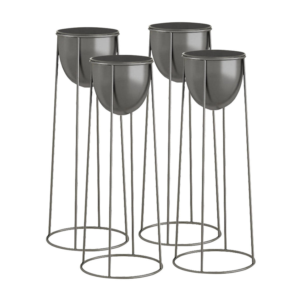 SOGA 4X 70cm Round Wire Metal Flower Pot Stand with Black Flowerpot Holder Rack Display $ 337.90