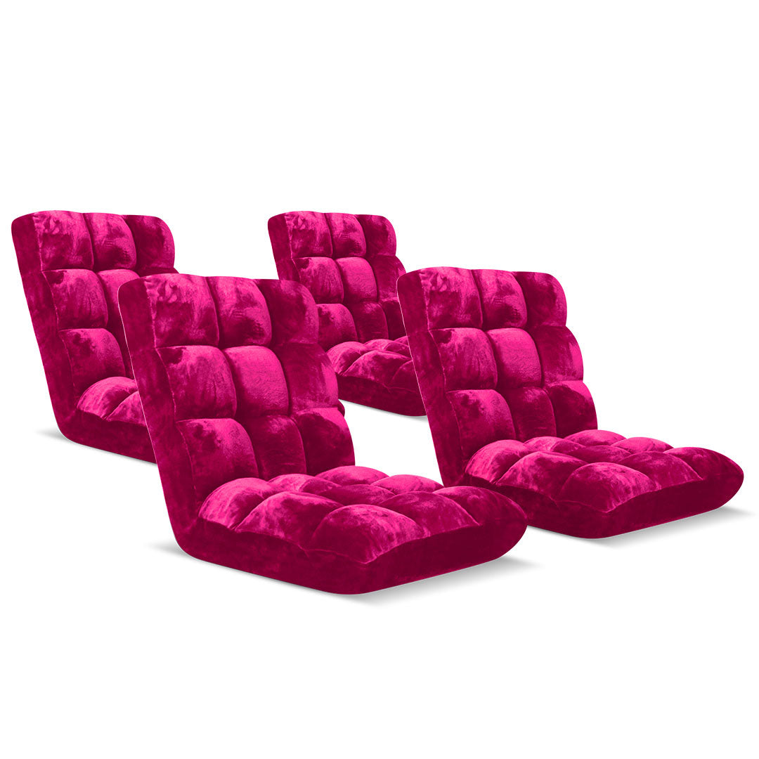 SOGA Floor 4x Recliner Folding Lounge Sofa Futon Couch Folding Chair Cushion Red Burgundy $ 358.90
