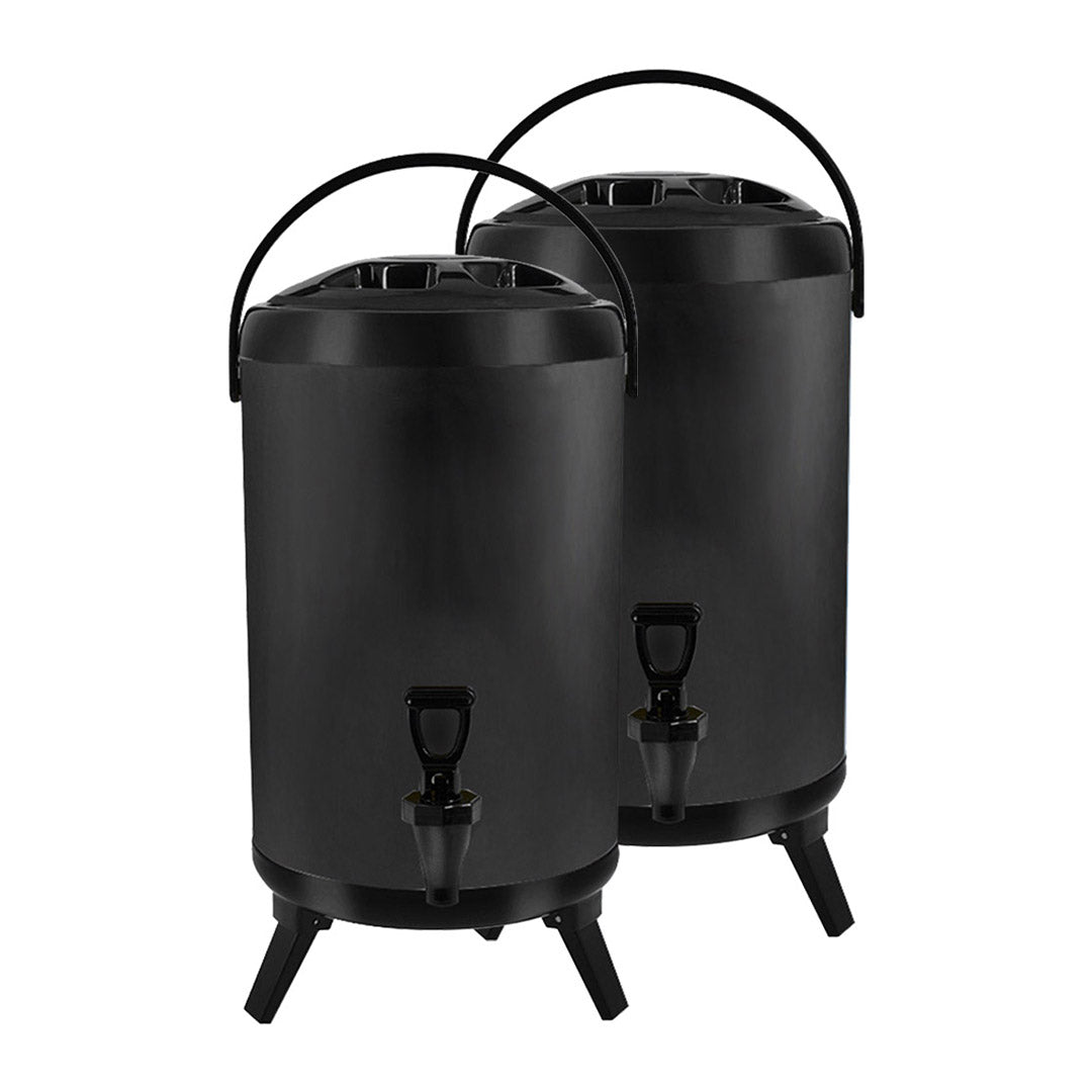 SOGA 2X 16L Stainless Steel Insulated Milk Tea Barrel Hot and Cold Beverage Dispenser Container with Faucet Black